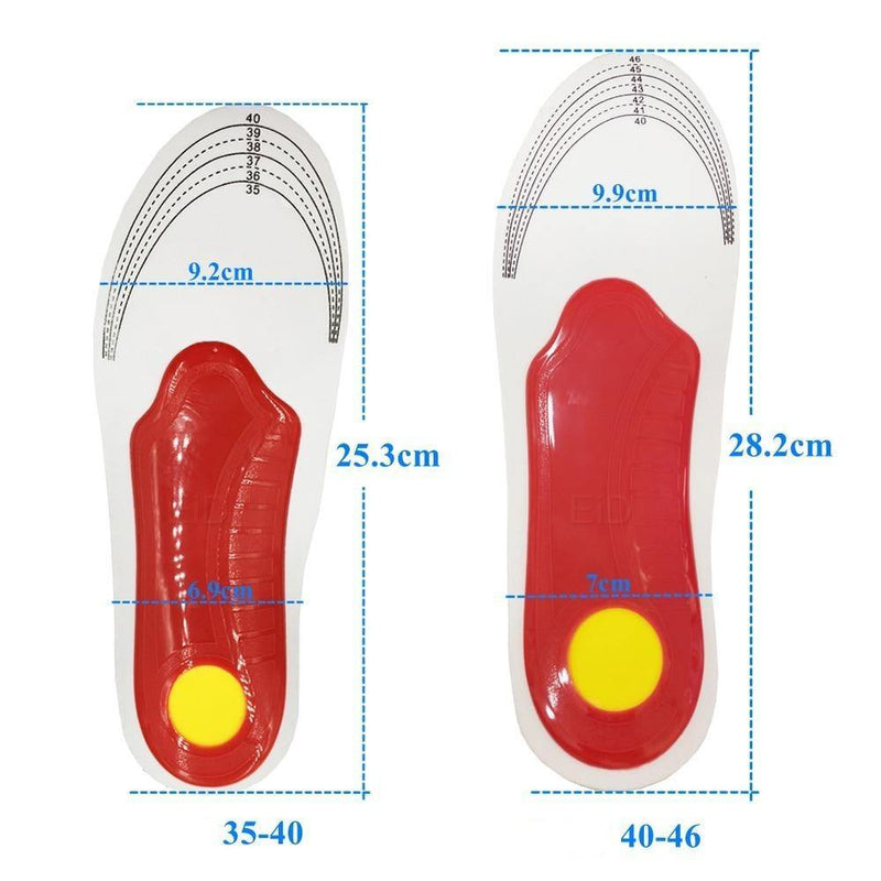 (1 Par) Palmilhas Ortopédicas com Suporte de Arco Gel 3D Unissex Premium Orthotic Gel - Foquei Web